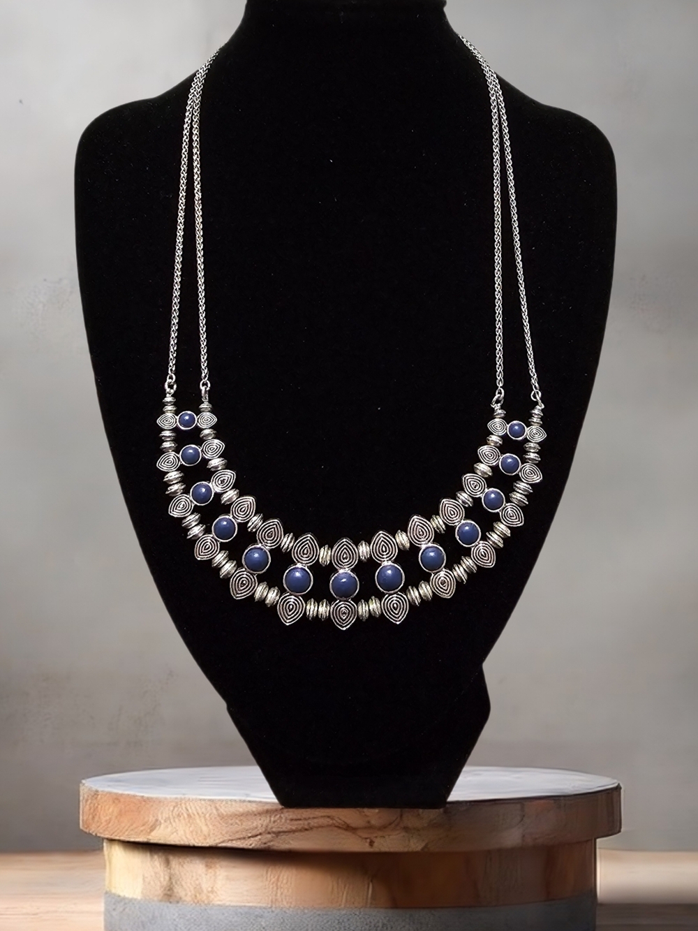 Lucky Brand Silver-Tone Necklace with Blue Cabochons